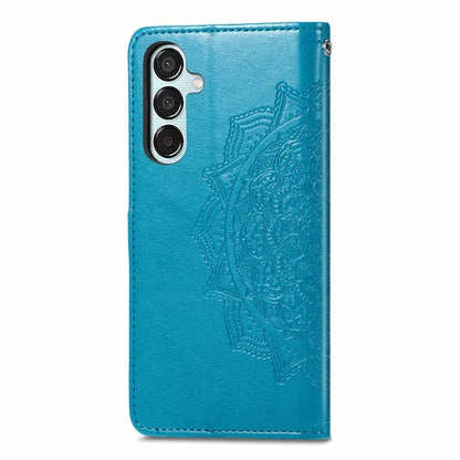 For Samsung Galaxy M15 5G PU Leather Case Shockproof Cell Phone Cover Emboss Mandala Flower Wallet