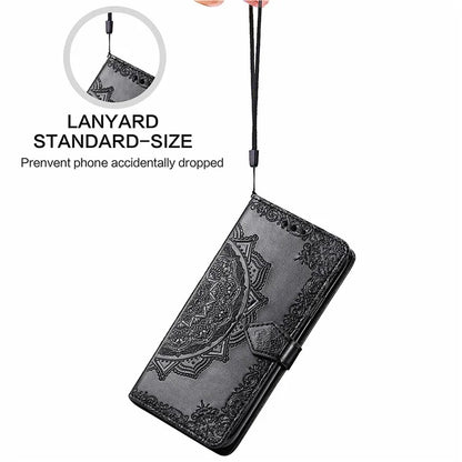 For Samsung Galaxy M15 5G PU Leather Case Shockproof Cell Phone Cover Emboss Mandala Flower Wallet
