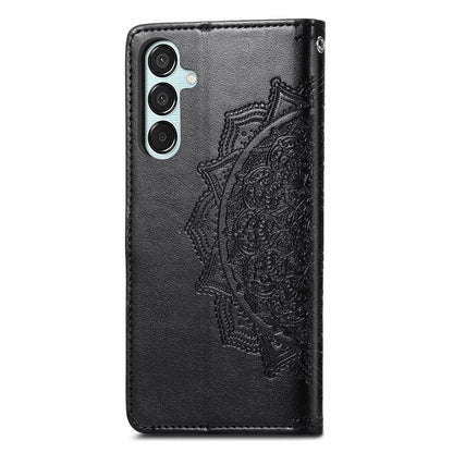 For Samsung Galaxy M15 5G PU Leather Case Shockproof Cell Phone Cover Emboss Mandala Flower Wallet