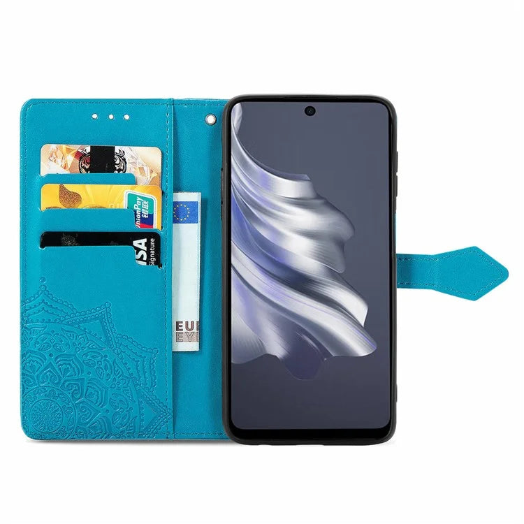 For TECNO Spark 20 Pro Phone Cover Emboss Mandala Flower Leather Wallet Case