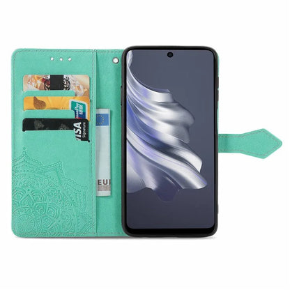 For TECNO Spark 20 Pro Phone Cover Emboss Mandala Flower Leather Wallet Case