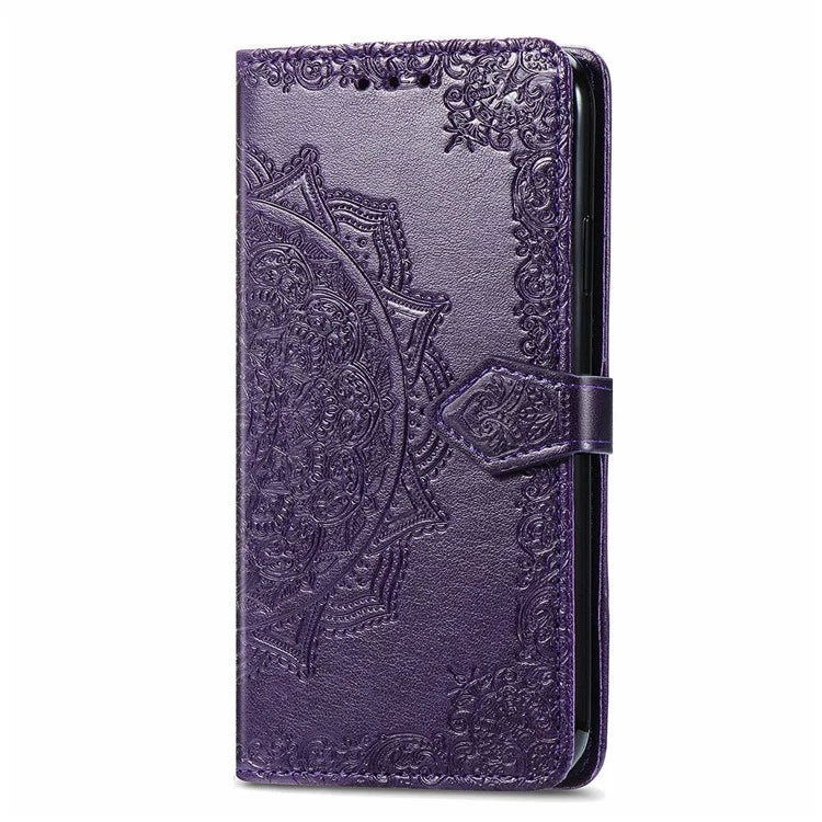 For Google Pixel 9 Pro XL Leather Wallet Case Stand Flip Phone Cover Emboss Mandala Flower