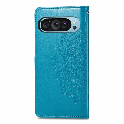 For Google Pixel 9 Pro XL Leather Wallet Case Stand Flip Phone Cover Emboss Mandala Flower