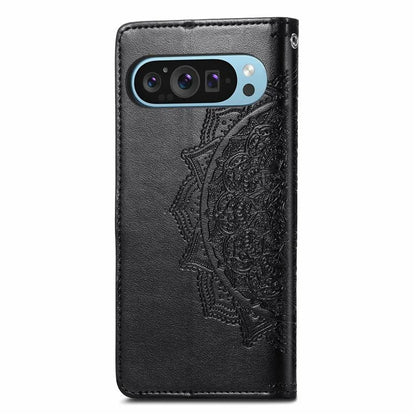 For Google Pixel 9 Pro XL Leather Wallet Case Stand Flip Phone Cover Emboss Mandala Flower