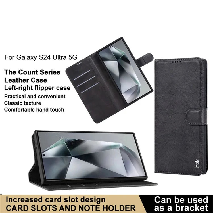 IMAK For Samsung Galaxy S24 Ultra Case Wallet PU Leather Protective Phone Cover