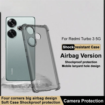 IMAK For Xiaomi Redmi Turbo 3 5G / Poco F6 5G Clear TPU Case Anti-Drop Airbag Protection Phone Shell Black