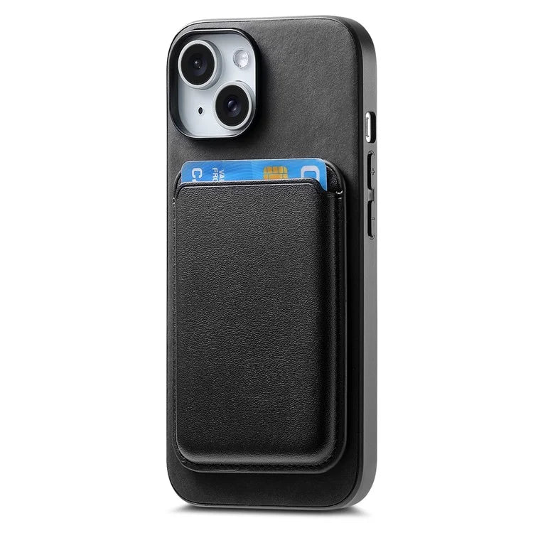 B2 For iPhone 15 Case Leather+TPU Phone Cover with Detachable Magnetic Card Holder