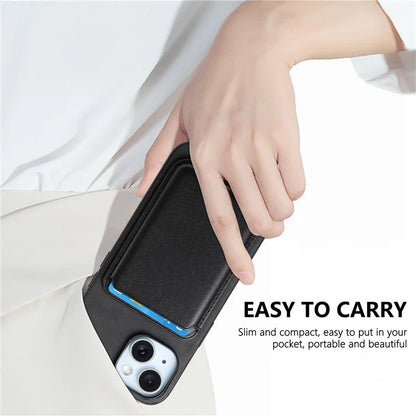 B2 For iPhone 15 Case Leather+TPU Phone Cover with Detachable Magnetic Card Holder