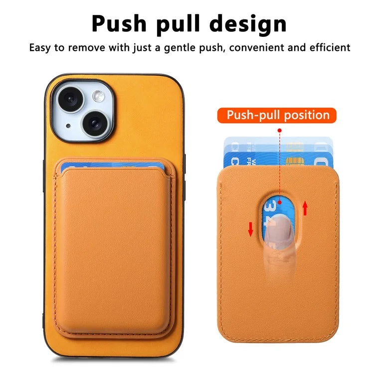 B2 For iPhone 15 Case Leather+TPU Phone Cover with Detachable Magnetic Card Holder