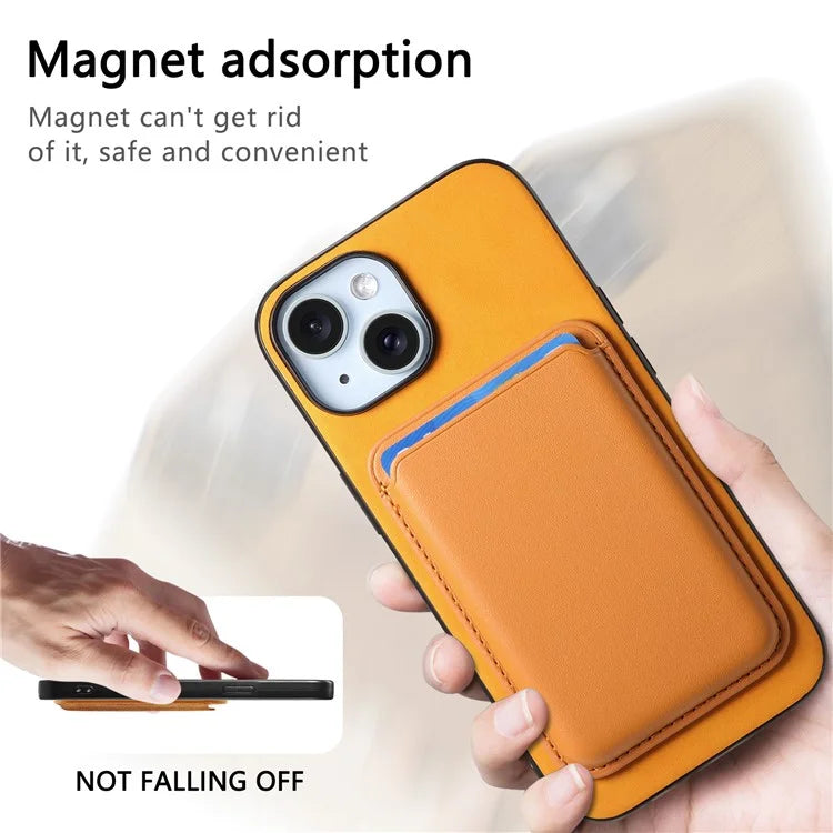 B2 For iPhone 15 Case Leather+TPU Phone Cover with Detachable Magnetic Card Holder