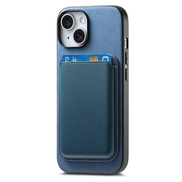 B2 For iPhone 15 Case Leather+TPU Phone Cover with Detachable Magnetic Card Holder