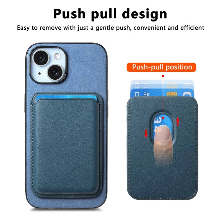 B2 For iPhone 15 Case Leather+TPU Phone Cover with Detachable Magnetic Card Holder