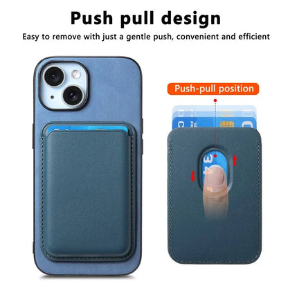 B2 For iPhone 15 Case Leather+TPU Phone Cover with Detachable Magnetic Card Holder