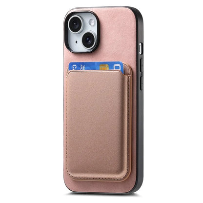 B2 For iPhone 15 Case Leather+TPU Phone Cover with Detachable Magnetic Card Holder