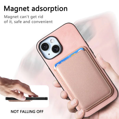 B2 For iPhone 15 Case Leather+TPU Phone Cover with Detachable Magnetic Card Holder
