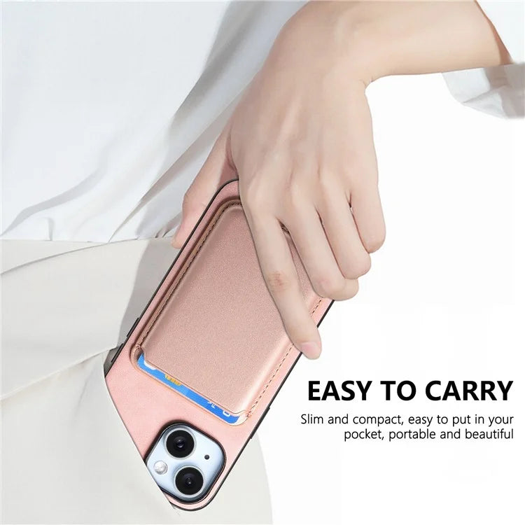 B2 For iPhone 15 Case Leather+TPU Phone Cover with Detachable Magnetic Card Holder