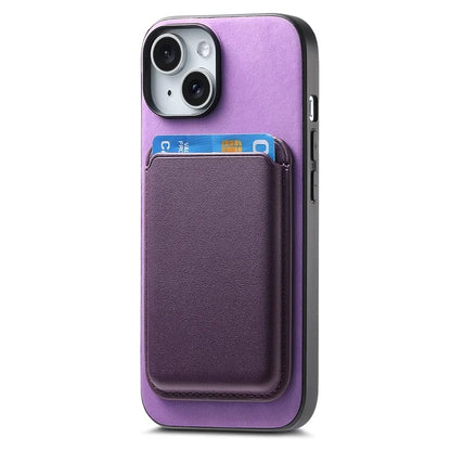 B2 For iPhone 15 Case Leather+TPU Phone Cover with Detachable Magnetic Card Holder