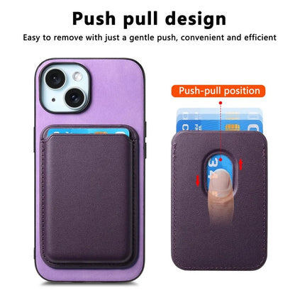 B2 For iPhone 15 Case Leather+TPU Phone Cover with Detachable Magnetic Card Holder