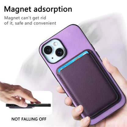 B2 For iPhone 15 Case Leather+TPU Phone Cover with Detachable Magnetic Card Holder