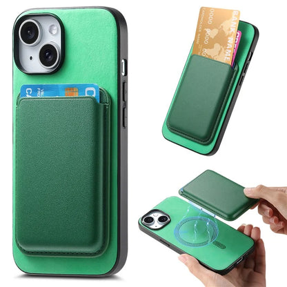 B2 For iPhone 15 Case Leather+TPU Phone Cover with Detachable Magnetic Card Holder