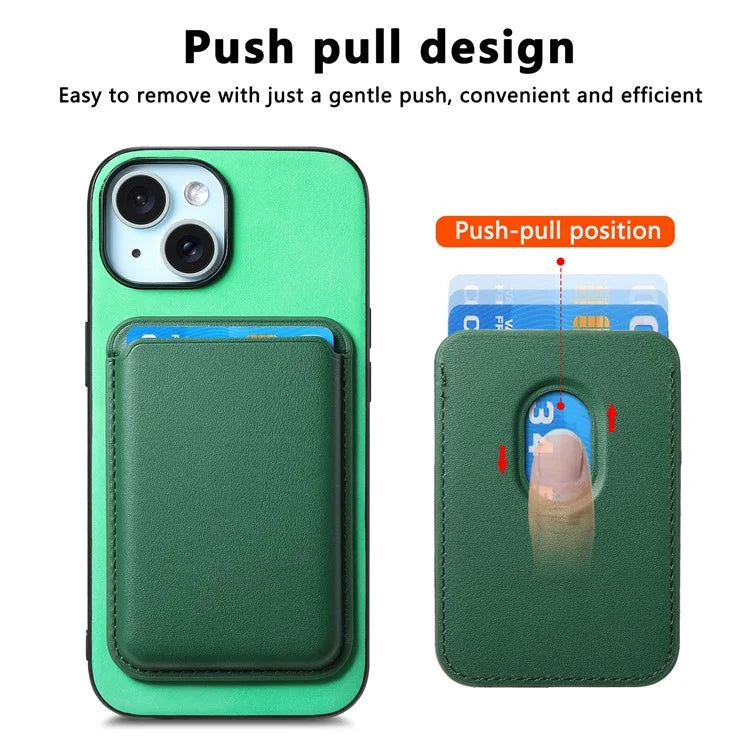 B2 For iPhone 15 Case Leather+TPU Phone Cover with Detachable Magnetic Card Holder