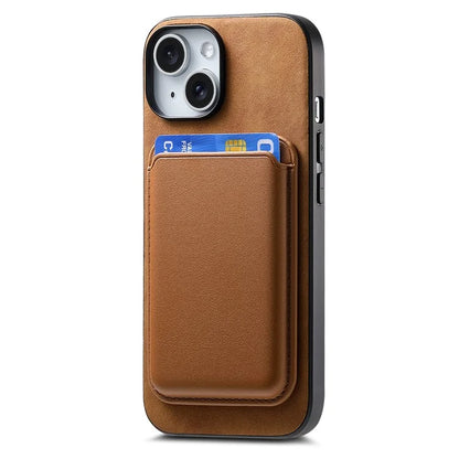 B2 For iPhone 15 Case Leather+TPU Phone Cover with Detachable Magnetic Card Holder