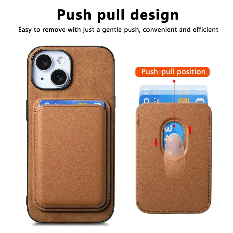 B2 For iPhone 15 Case Leather+TPU Phone Cover with Detachable Magnetic Card Holder