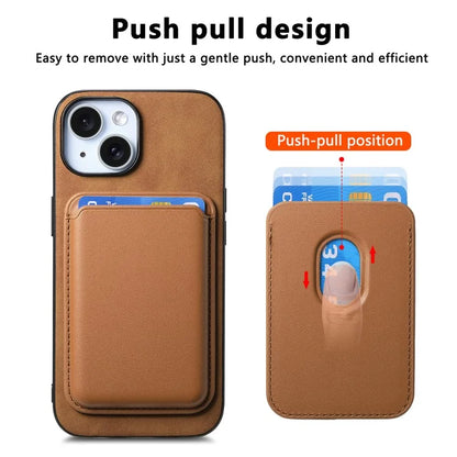 B2 For iPhone 15 Case Leather+TPU Phone Cover with Detachable Magnetic Card Holder