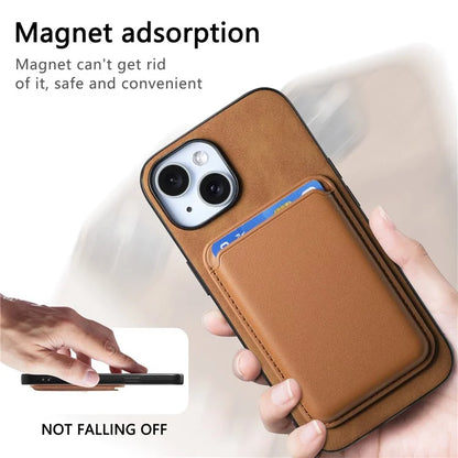 B2 For iPhone 15 Case Leather+TPU Phone Cover with Detachable Magnetic Card Holder