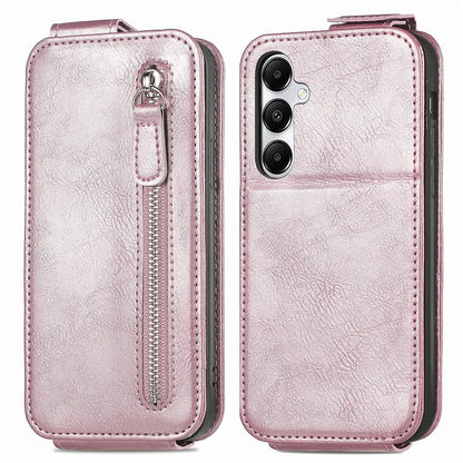 For Samsung Galaxy A15 4G Case Zipper Pocket PU Leather Vertical Flip Wallet Phone Cover