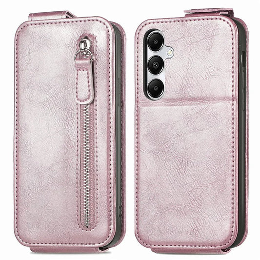 For Samsung Galaxy A15 4G Case Zipper Pocket PU Leather Vertical Flip Wallet Phone Cover
