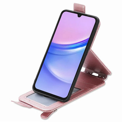 For Samsung Galaxy A15 4G Case Zipper Pocket PU Leather Vertical Flip Wallet Phone Cover