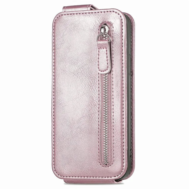 For Samsung Galaxy A15 4G Case Zipper Pocket PU Leather Vertical Flip Wallet Phone Cover