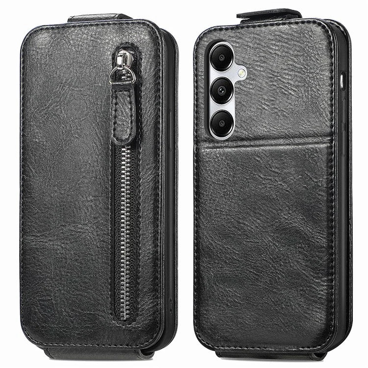 For Samsung Galaxy A15 4G Case Zipper Pocket PU Leather Vertical Flip Wallet Phone Cover