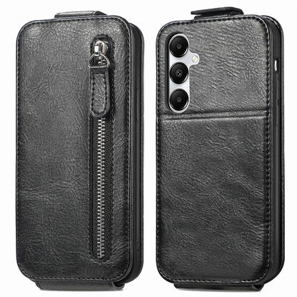 For Samsung Galaxy A15 4G Case Zipper Pocket PU Leather Vertical Flip Wallet Phone Cover