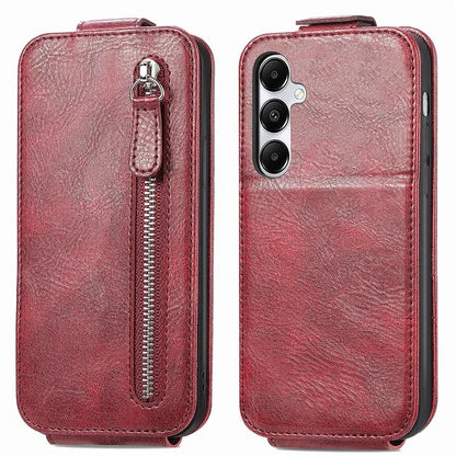 For Samsung Galaxy A15 4G Case Zipper Pocket PU Leather Vertical Flip Wallet Phone Cover