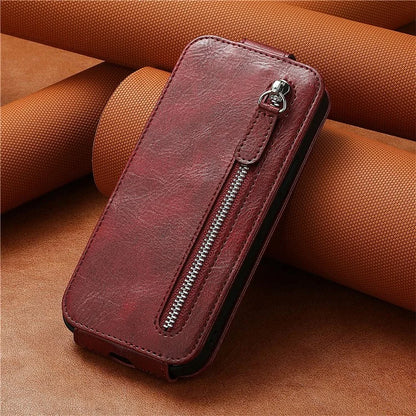 For Samsung Galaxy A15 4G Case Zipper Pocket PU Leather Vertical Flip Wallet Phone Cover