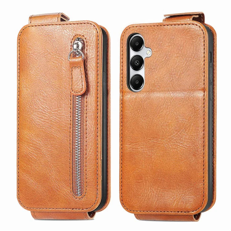 For Samsung Galaxy A15 4G Case Zipper Pocket PU Leather Vertical Flip Wallet Phone Cover