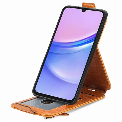 For Samsung Galaxy A15 4G Case Zipper Pocket PU Leather Vertical Flip Wallet Phone Cover