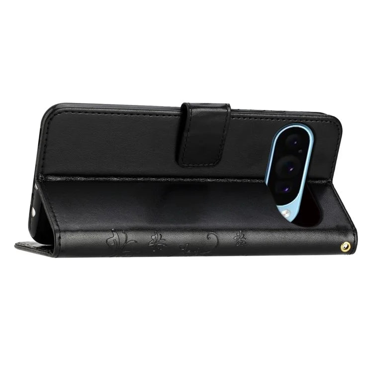 For Google Pixel 9 / Pixel 9 Pro Case Butterfly Pattern PU Leather Wallet Phone Cover