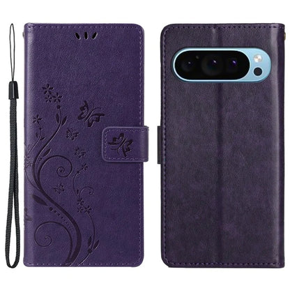 For Google Pixel 9 / Pixel 9 Pro Case Butterfly Pattern PU Leather Wallet Phone Cover