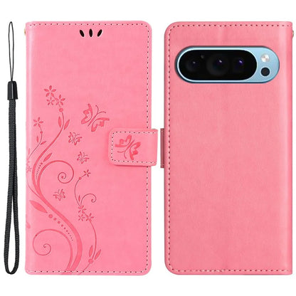 For Google Pixel 9 / Pixel 9 Pro Case Butterfly Pattern PU Leather Wallet Phone Cover
