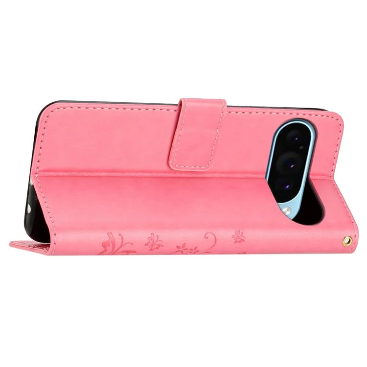 For Google Pixel 9 / Pixel 9 Pro Case Butterfly Pattern PU Leather Wallet Phone Cover
