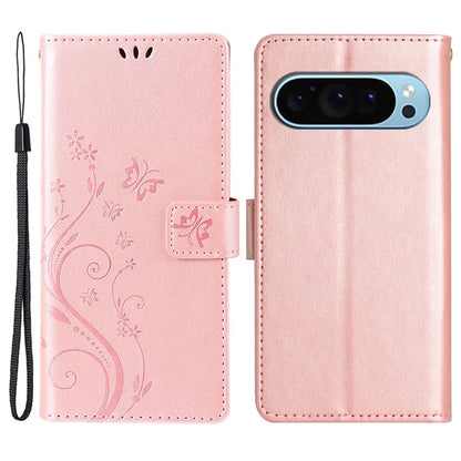 For Google Pixel 9 / Pixel 9 Pro Case Butterfly Pattern PU Leather Wallet Phone Cover