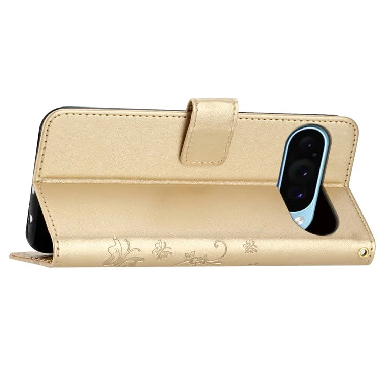 For Google Pixel 9 / Pixel 9 Pro Case Butterfly Pattern PU Leather Wallet Phone Cover