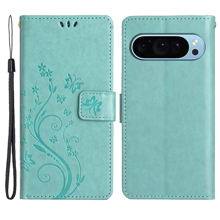 For Google Pixel 9 / Pixel 9 Pro Case Butterfly Pattern PU Leather Wallet Phone Cover