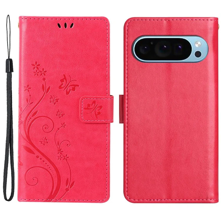 For Google Pixel 9 / Pixel 9 Pro Case Butterfly Pattern PU Leather Wallet Phone Cover