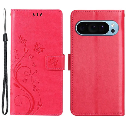 For Google Pixel 9 / Pixel 9 Pro Case Butterfly Pattern PU Leather Wallet Phone Cover