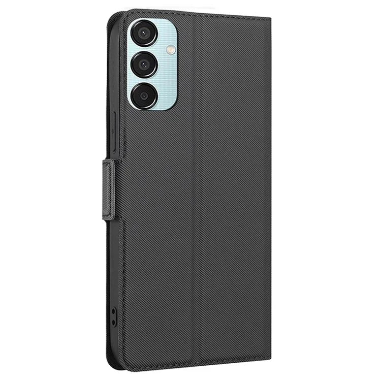 For Samsung Galaxy M15 5G Case PU Leather Phone Shell Twill Texture Card Slots Cover