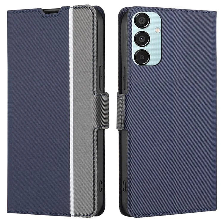 For Samsung Galaxy M15 5G Case PU Leather Phone Shell Twill Texture Card Slots Cover